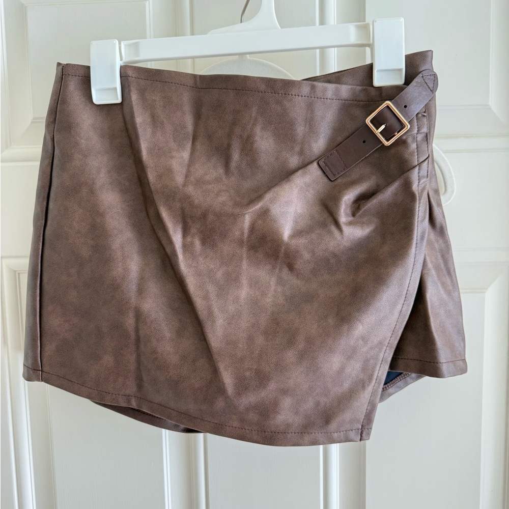 Windsor Brown Mini Skort with Buckle Detail